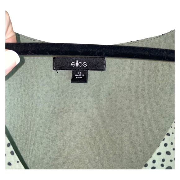 Ellos Plus Size Midi length long sleeve sage green w/black‎ dots print dress - Picture 2 of 9